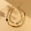 Choker Natural Stone Imitation Pearl Necklace For Women Enkla mångsidiga kvinnors flerskikts nackkedja CLAVICLE SMYCKE PROCHE