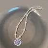 Kettingen E15E Trendy Hart Imitatie Parels Ketting Handgemaakte Kralen Kettingen Voor Vrouwen Hanger Choker Kraag Ketting Sieraden