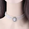 Choker Baroque Pearl Gem Necklaces For Women Triple-layer Beaded Necklace Elegant Costume Luxury Jewelry Gift