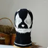 Berets Scary Halloween Balaclava Cap Neuheit Stricken Beanie Frauen Männer Winter Warme Maske Hut Erwachsene Mit Kapuze Für Wandern Radfahren