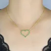 Girocollo 2023 Regalo di San Valentino Micro Pave Sparking Green Cz Hallow a forma di cuore Collana a catena a maglia Donna Gioielli di moda di lusso