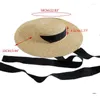 Wide Brim Hats Womens Summer Large Flat Top Straw For Sun Hat Vintage Long Ribbon Chin Strap Travel Sunscreen Floppy Beach Cap