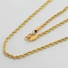 24K Pure Gold 3 mm łańcuch łańcucha linowa cały naszyjnik z koloru złota biżuteria