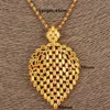 Collana Dubai Donna Collana con ciondolo pennacchio etiope 14k Giallo massiccio oro fine GF Gioielli Africa Fiore arabo Regali260p