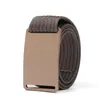 Belts Knitting Trend Fashion Nylon Canvas Men's Belt With Perforated Aluminum Buckle Double Layer Solid Color Simple Clothing