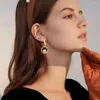 Dangle Earrings Leekerステンレス鋼ブラックアクリルゴールドカラーフラワーズ女性のためのファッションジュエリーアクセサリーギフト