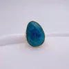 Cluster Rings KKGEM Gold Plated Natural 23x32mm Blue Apatite Stone Ring For Women Girl Friend Gift