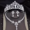 Naszyjnik Zestaw Wspaniałe kryształowe zestawy ślubne dla kobiet srebrne kolory nałogowe