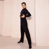 Stage Wear Hommes Pantalons de danse de salon professionnel Noir Pantalon Latin Adultes Tango Samba Rumba Chacha Moderne DWY9391