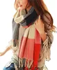 Women's Fashion Long Shawl Big Grid Winter Warm Lattice Large Scarf Wool Scarfs Winter Spring 100% Cashmere Scarf fashion Men Designer Classic Pashmina Scarves