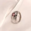 Bröllopsringar rosa CZ Stone Pentagram Dome Chunky Rings för kvinnor Rostfritt stål Boldringar Minimalistiska läckra smycken för kvinnor 230928