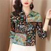 Sweet Casual Printed Silk Shirt for Women Spring Autumn Designer Lapel Classic Button Up Shirts Elegant and Youth 2023 Office Ladies Plus Size Satin Bluses and Tops