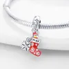 925er Sterlingsilber-Charms für Damen-Schmuckperlen, Weihnachts-Schneemann-Perlen