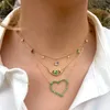 Choker Bling Green Hollow Pendant Micro Pave CZ Delicate Link Chain Necklace For Women Luxury Sparking Fashion Valentine's Day