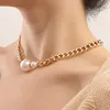 Gargantilla 2023 Collar con colgante adornado con perlas barrocas Cadena gruesa de calle retro