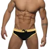 Shorts pour hommes WK19 2023 Noir Jaune Sexy Taille basse Hommes Maillots de bain Maillots de bain Bikinis Été Maillots de bain serrés Natation Plage