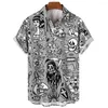 Chemises décontractées pour hommes 2023 Chemise d'été drôle sirènes hawaïennes hommes vêtements rue rétro manches courtes 3D imprimé revers hauts femmes