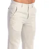 Calças masculinas 2023 suporte bolso casual linho sólido branco cinza perna reta lazer calças elegante moda sweatpants streetwear