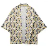 Ubranie etniczne Summer Losse Losse Yukata Harajuku Cardigan Kolor Trójkąt Trójkąt wydrukowany japońskie szorty Kimono Beach Streetwear