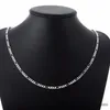 8 Storlekar Tillgängliga Real 925 Sterling Silver 4mm Figaro Chain Necklace Womens Mens Kids 40 45 50 60 75cm smycken Kolye Collares190m