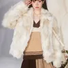 Kadın kürk sahte kış kadın orijinal tasarım retro ceket kadınlar kalınlaşmış sıcak eğlence dış giyim moda renk karışımı outcoat 230928