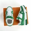 Scarpe da ginnastica di lusso per bambini Virgil Scarpe da ginnastica per bambini Ragazzi ragazze Scarpe da ginnastica causali Gioventù Pelle con lacci Piattaforma Suola Sneaker gialla Scarpa in velluto verde nero