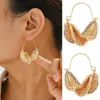Dangle Earrings Gold Color Metal Charm Holiday Luxury For Women Girl Twist Punk Earring Trendy Pendant Jewelry 2023 Modern Gift