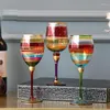 Weingläser, interessante bemalte farbige Glas-Champagnerflöte, Wodka-Tassen, El-Bar-Party-Trinkgeschirr, Heimdekoration