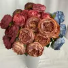 Decorative Flowers Dining Table Decor Artificial Rose Bouquet Silk Pink Purple Simulation Flower Burnt Edge Lafite Roses Hall Decoration