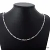 Collier chaîne Figaro en argent Sterling 925 véritable, 8 tailles disponibles, 4MM, pour femmes, hommes et enfants, 40 45 50 60 75cm, bijoux kolye Collares253l