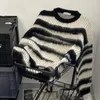 Herrtröjor unisex tröja mysig randig tjock vintervärme för par överdimensionerad pullover topp en elegant säsong