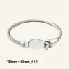 Fashion Horseshoe shaped magnetic buckle Bracelet For Men Women 18k White Gold Plated stainless steel wire Bracelets Bangles Gift Accessories With Jewelry