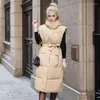 Trench-coat d'hiver pour femme, manteau Long, ample, sans manches, à capuche, en coton, chaud