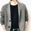 Men's Jackets Winter Long Sleeve Warm Shawl Collar Knitted Cardigan Sweater Casual Slim Fit Soft Cotton Knitwear