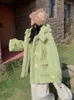 Женская меховая плюшевая куртка, женская зимняя куртка с имитацией рекса, свободная толстая с капюшоном, 2023, пушистая верхняя одежда, толстовки с капюшоном B92