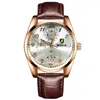 Wristwatches WOKAI Casual Business Mens Watches Leather Band Quartz Men Price Drop Reloj Hombre Montre Homme