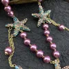 Chains Medieval Glass Bead Pure Hand-beaded Five-pointed Star Small Fringe Fashion Sweet Temperament All Match Necklace