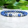 MG0740 Elephant Charm Yoga Energy Bracelet 6 mm A Grade Natural Lapis Lazuli Bracelet Good Luck Healing Energy Bracelet2194