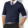 Pulls pour hommes Automne Hommes Coton Petit Pull Pull à manches longues Pull tricoté col en V et col rond