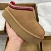 Chinelos femininos Tazz Tasman Fur Slides Clássico Ultra Mini Bota Plataforma Mostarda Semente Slip-on Les Petites Camurça Mistura de Lã Conforto Inverno Designer Booth