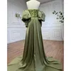 Abiti da festa Verde oliva Sirena in raso con perline Gonna oversize da sera 2023 Abiti da sposa per donna