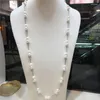 Chaînes Style longue chaîne de pull naturel 8-9mm blanc presque rond collier de perles d'eau douce bijoux de mode