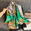 Foulards 2023 Satin Soie Foulard Châle Mode Fleurs Imprimer Design Pour Femme Polyvalent Foulard Wraps Serviette De Plage Bandana