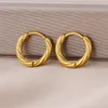 Brincos de argola de aço inoxidável 316l torcido redondo para mulheres clássico cor dourada piercing joias de natal presente gota