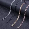 Łańcuchy stali nierdzewnej krawężnik kubański łańcuch łańcuchowy dla kobiet mężczyźni figaro różowe złoto srebrne metalowe prezenty biżuterii moda 200a