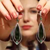 Dangle Earrings Luxury Wedding Water Drop Green CZ Stone Pierced Women Girls Long Fashion Jewelry B5D260