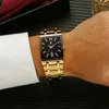 Wristwatches Men Watches Top WWOOR Square Quartz Watch Gold 2023 Waterproof Golden Male Wristwatch