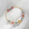 Filo placcato in oro sfera cava pietre di luna di cristallo naturale di fragola per regali di gioielli di moda da donna YBR566