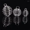 Pendant Necklaces 30PCS/Set Spiral Bead Cages Pendants Silver Plated Craft Jewelry Making DIY Gift