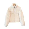 Trench da donna Donna Rosa Corto Parka Giubbotti 2023 Inverno Nero Velluto a coste Cerniera Spessore Caldo Capispalla Donna Bianco Sciolto Lungo Cotone